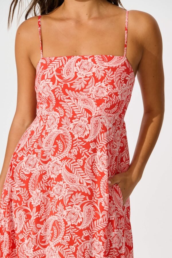 Maxi Sundress In Red Paisley