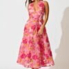 Maxi Dress In Pink Floral Organza Jacquard