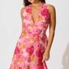 Maxi Dress In Pink Floral Organza Jacquard