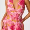 Maxi Dress In Pink Floral Organza Jacquard