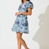Dress in Blue Floral Organza Jacquard