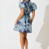 Dress in Blue Floral Organza Jacquard