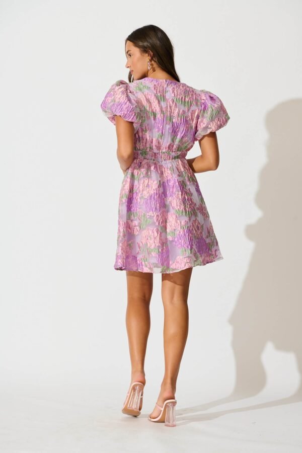 Dress in Lilac Floral Organza Jacquard
