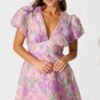 Dress in Lilac Floral Organza Jacquard