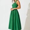 241121_StFrock_Milly_PM_K2432-GRN_0212.jpg Halter Neck Maxi Dress in Green Cotton