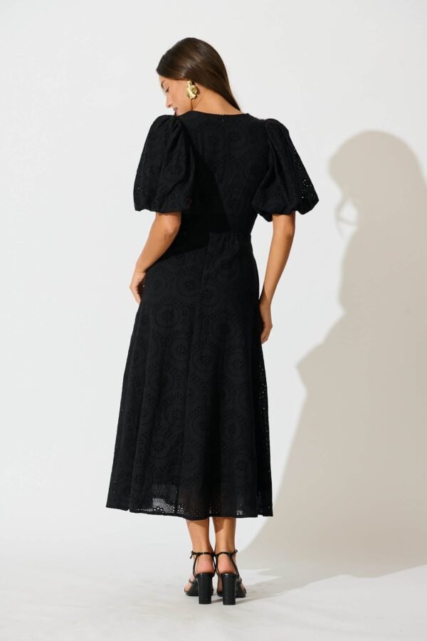 Maxi Dress In Black Broderie Cotton