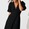 Maxi Dress In Black Broderie Cotton