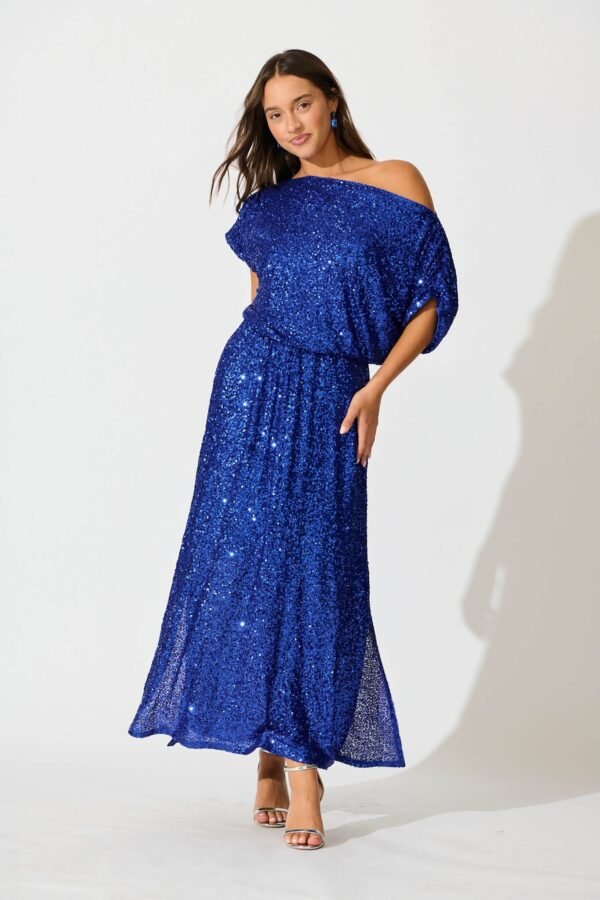 241121_StFrock_Milly_PM_S1260-BLU_0675.jpg Maxi Dress in Cobalt Blue Sequin