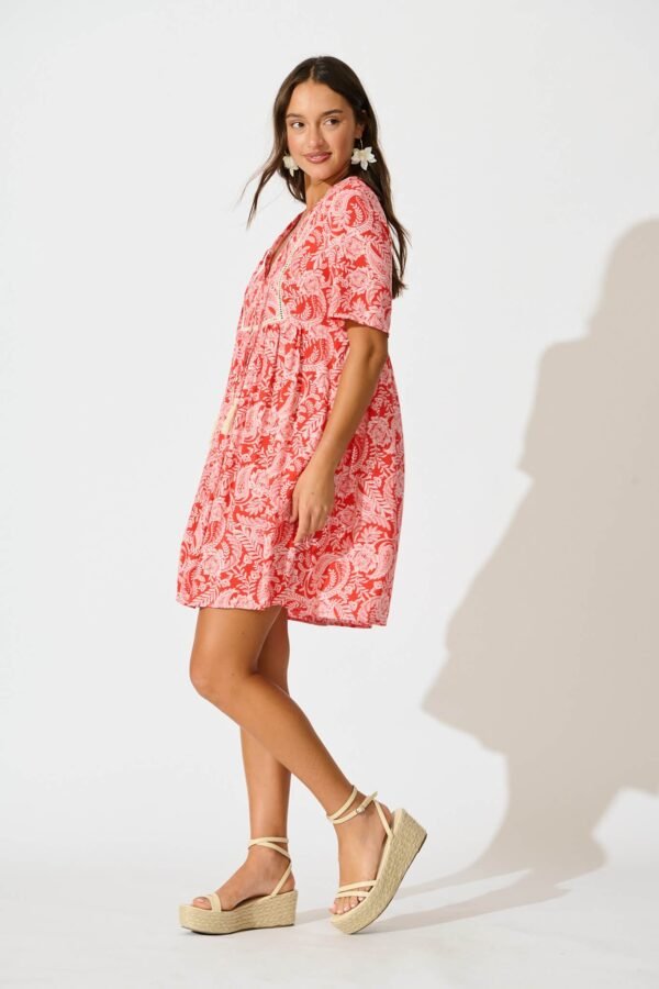 Dress in Red with White Paisley