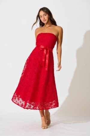 241121_StFrock_Milly_PM_XW20910SS-RED_0287.jpg Midi Dress in Red Floral Embroidered Tulle