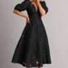 241126_StFrock_NewYears_80099-BLK-FLO_0613.jpg Midi Dress In Black Floral Organza Jacquard