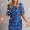 Dress In Cobalt Blue Sequin