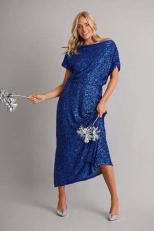 241126_StFrock_NewYears_S1260-BLU_0411.jpg Maxi Dress in Cobalt Blue Sequin