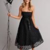241126_StFrock_NewYears_XW20910SS-BLK_0007.jpg Midi Dress in Black Floral Embroidered Tulle