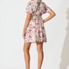 Dress in White With Pink Multi Watercolour Floral