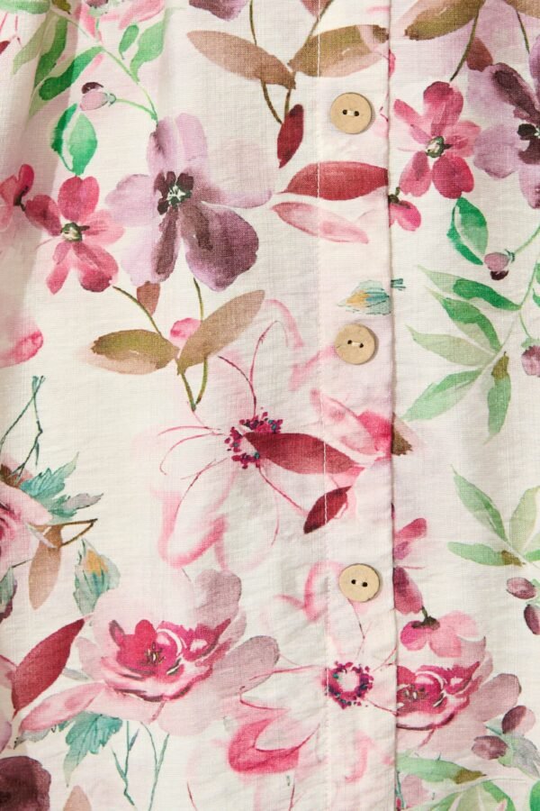 Dress in White With Pink Multi Watercolour Floral