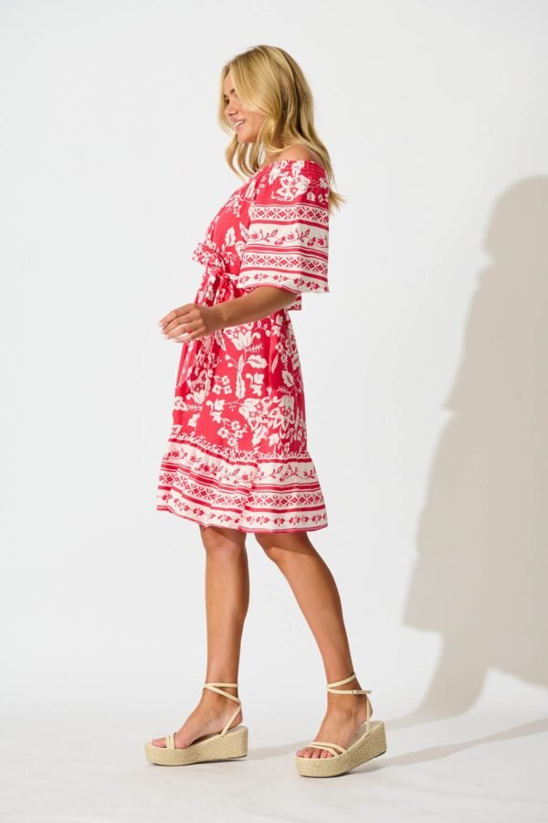 241126_StFrock_Phoebe_C24185569-RED-WHT_1008.jpg Dress in Raspberry with White Border Print