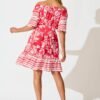 241126_StFrock_Phoebe_C24185569-RED-WHT_1015.jpg Dress in Raspberry with White Border Print