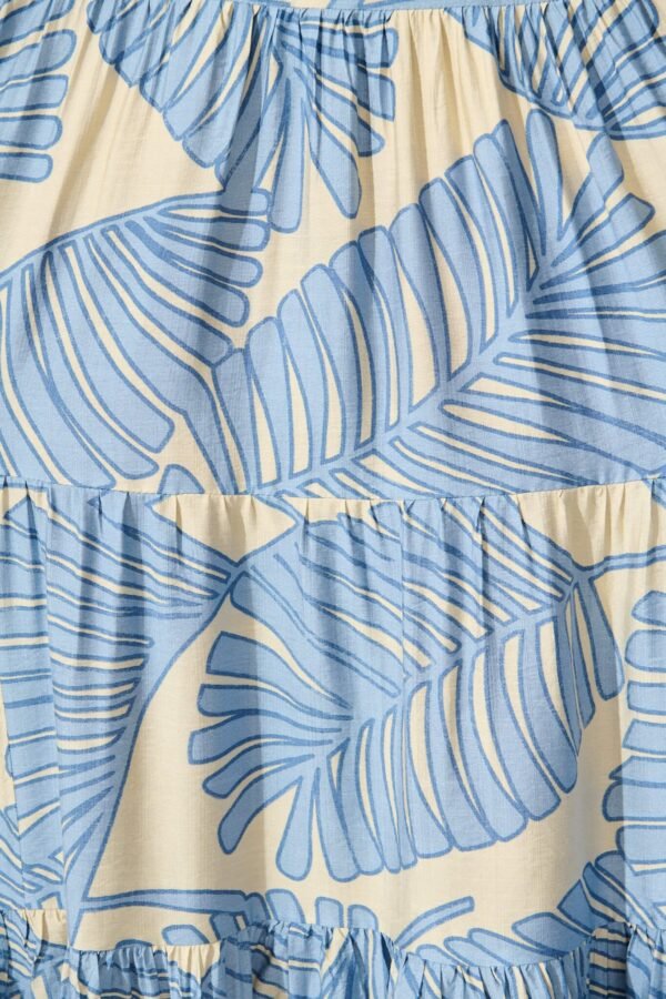 Maxi Sundress In Cream with Blue Leaf