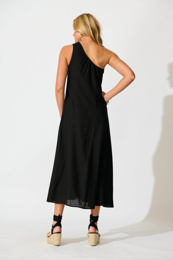 Maxi Dress in Black Linen Blend