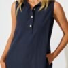 Midi Dress in Navy Linen Blend