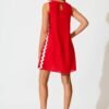 Dress in Red With White Ric Rac Trim Linen Blend