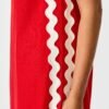 Dress in Red With White Ric Rac Trim Linen Blend