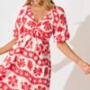 Maxi Dress in Red with White Print