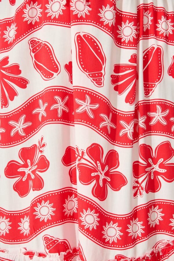 Maxi Dress in Red with White Print