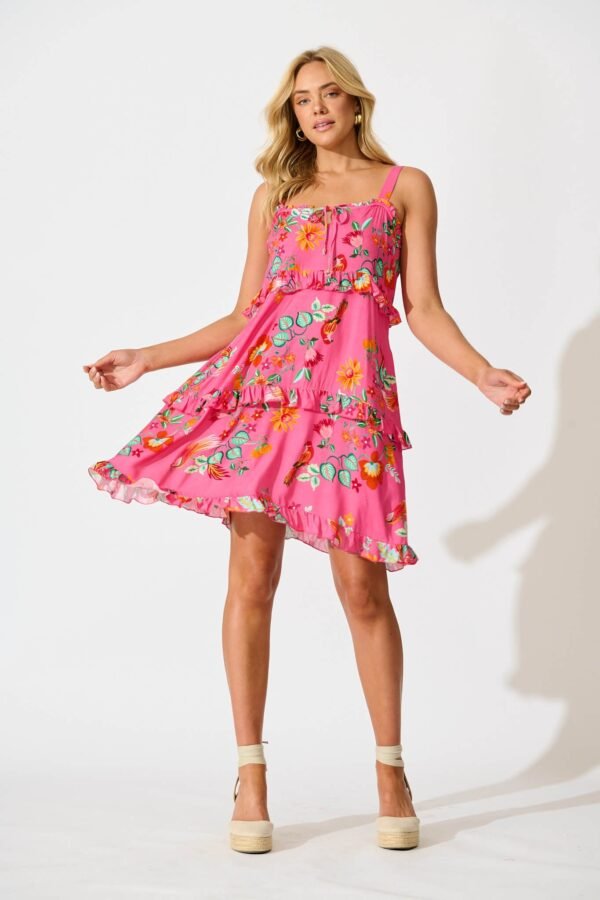 Dress in Pink Tropical Print