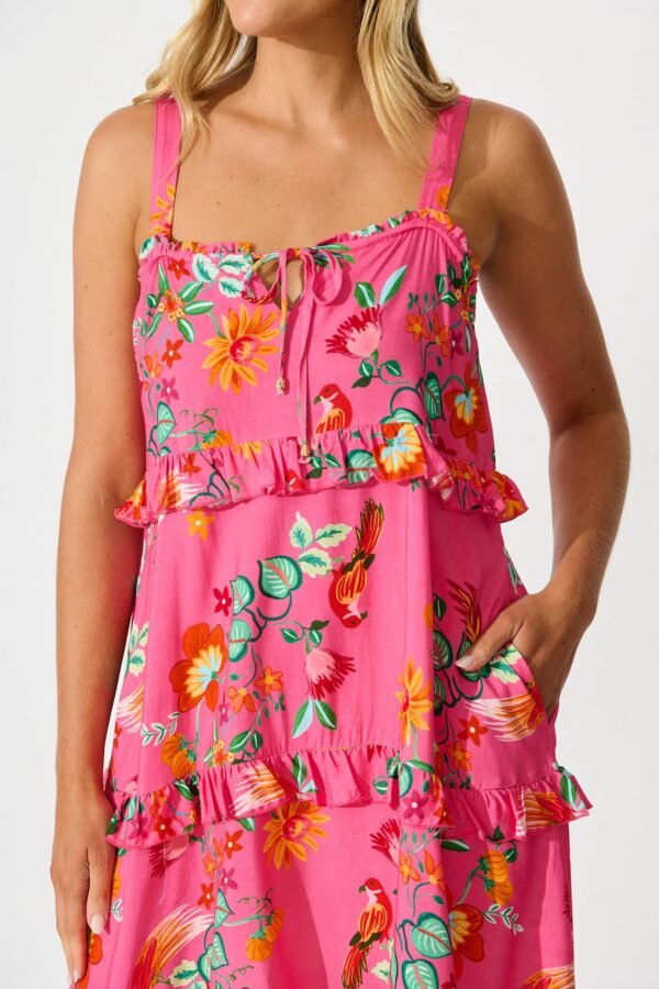 Dress in Pink Tropical Print