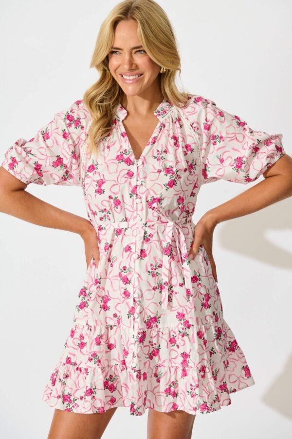 Dress in Pink Floral Print Cotton