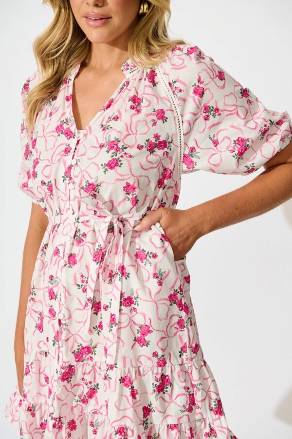 Dress in Pink Floral Print Cotton