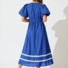 Maxi Dress in Cobalt with White Ric Rac Trim Cotton