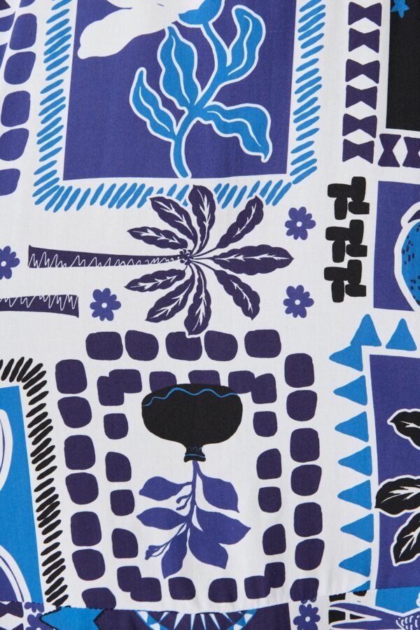 Sundress in Blue Patchwork with Ric Rac Trim