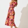 Midi Dress In Multi Floral