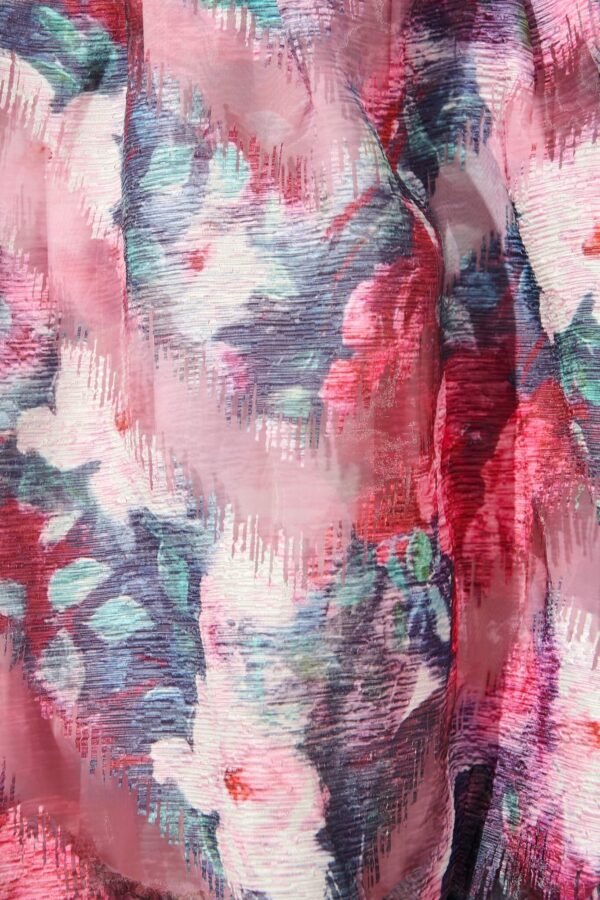 Dress in Pink with Multi Floral Organza