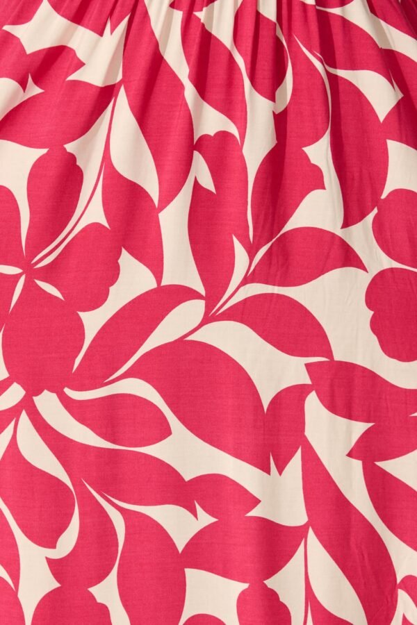 Midi Dress In Pink Leaf